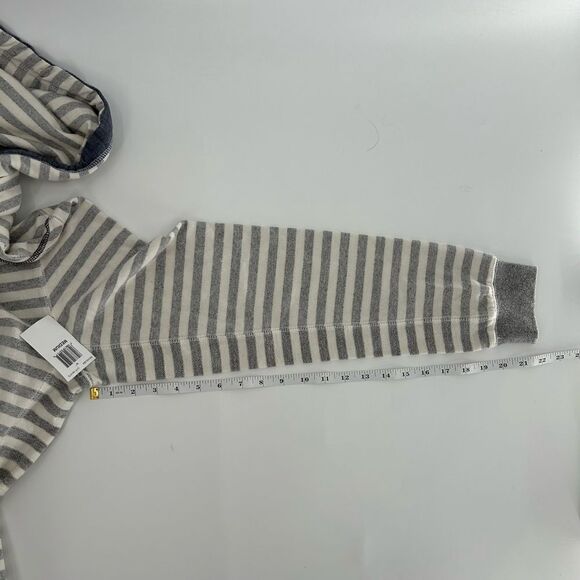 3rd & Army Long Sleeve Pullover Cowl Neck Striped White Grey Hoodie NWT Medium - Picture 11 of 11